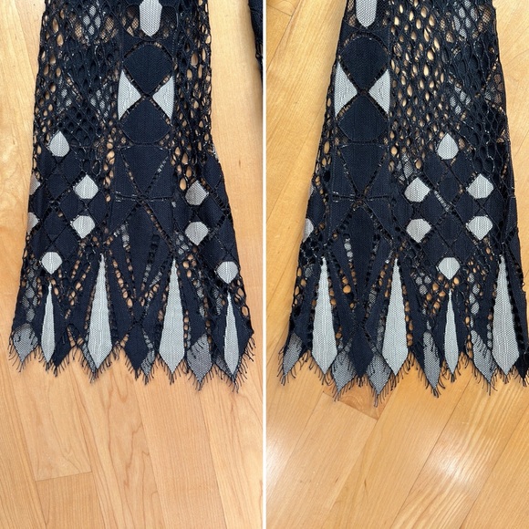 🐈‍⬛Deco Lace Mini Dress Black & Tan Patterned Lace—Free People/Urban Outfitters - Picture 7 of 17